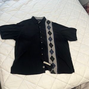 Nat Nast Casual Button Down 100% Silk Shirt 2XL